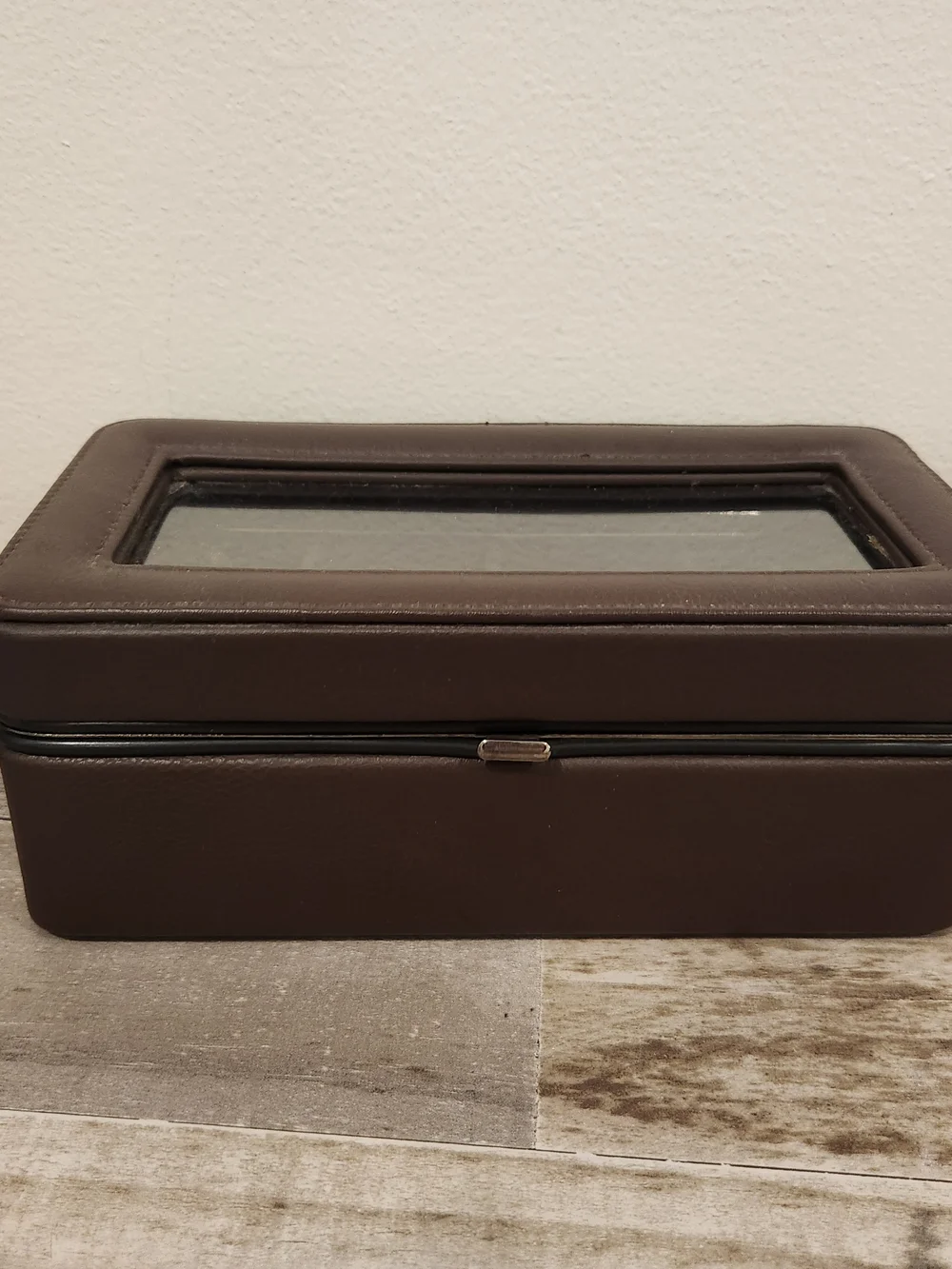 Brown Velvet-Lined Watch Organizer Box